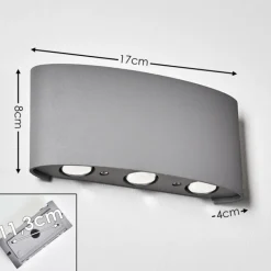 Abaiang Applique murale d'extérieur LED Argenté, 6 lumières