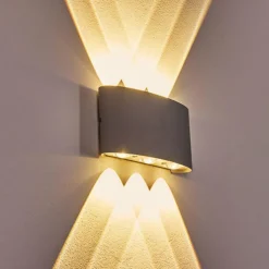 Abaiang Applique murale d'extérieur LED Argenté, 6 lumières