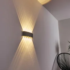 Abaiang Applique murale d'extérieur LED Argenté, 10 lumières