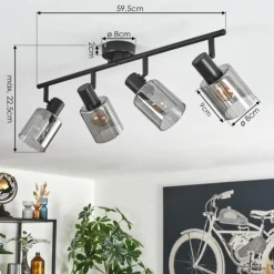 Aggebo Plafonnier Noir, 4 lumières
