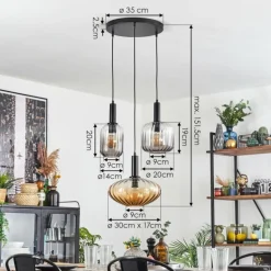 Alcofra Suspension Noir, 3 lumières