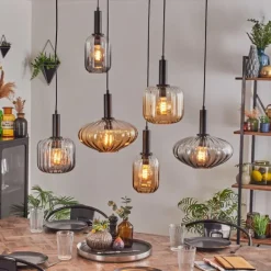 Alcofra Suspension Noir, 6 lumières