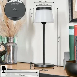 Algeraz Lampe de table d'extérieur, Lampe à poser LED Noir, 1 lumière