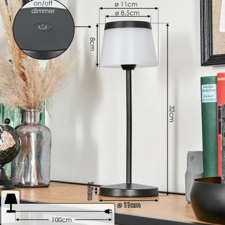 Algeraz Lampe de table d'extérieur, Lampe à poser LED Noir, 1 lumière