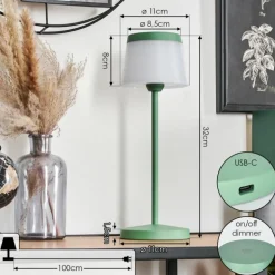 Algeraz Lampe de table d'extérieur, Lampe à poser LED Vert, 1 lumière