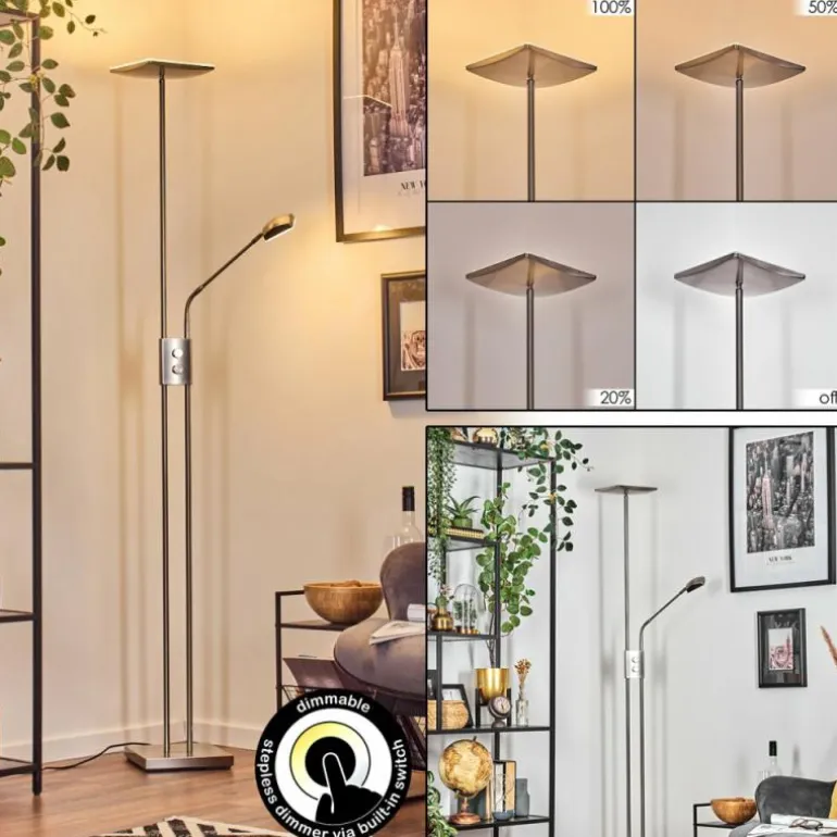 Antra Lampadaire LED Nickel mat, 1 lumière