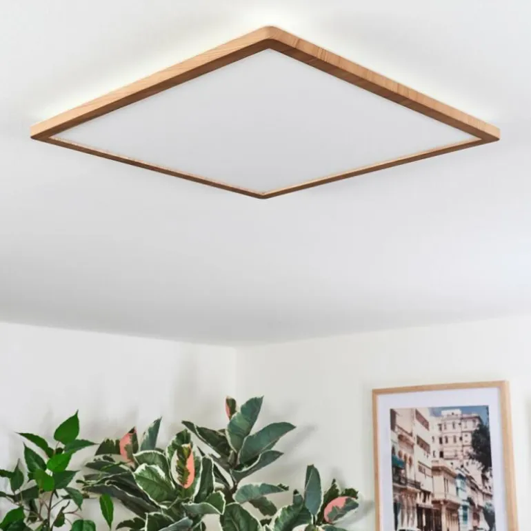 Antra Plafonnier, Panel LED Couleur bois, Blanc, 1 lumière