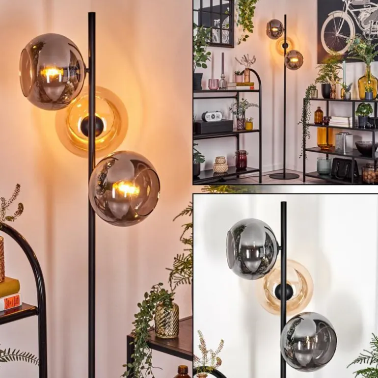 Apedo Lampadaire Ambre, Fumé, 3 lumières