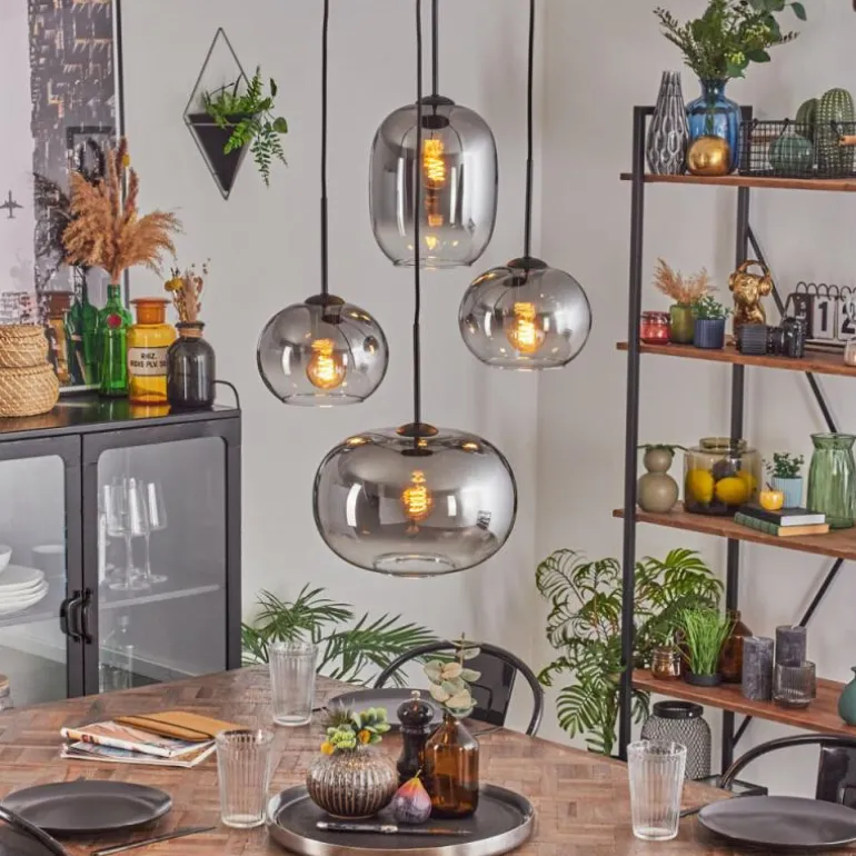 Apedo Suspension, Boule lumineuse, Suspension Clair, Fumé, 4 lumières