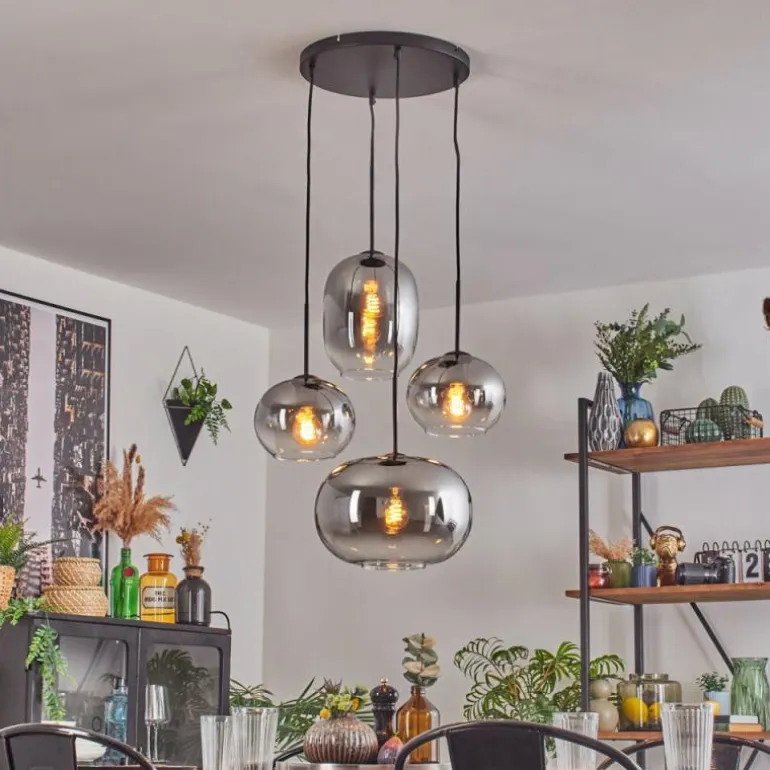 Apedo Suspension, Boule lumineuse, Suspension Clair, Fumé, 4 lumières