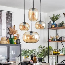 Apedo Suspension, Boule lumineuse, Suspension Ambre, 4 lumières