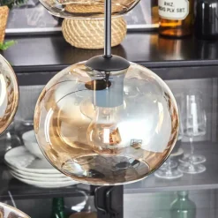 Apedo Suspension, Boule lumineuse, Suspension Ambre, 4 lumières