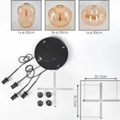Apedo Suspension, Boule lumineuse, Suspension Ambre, 4 lumières