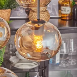 Apedo Suspension, Boule lumineuse, Suspension Ambre, 4 lumières