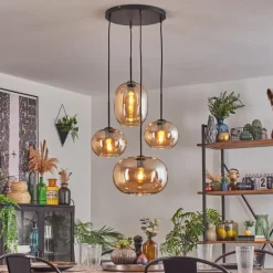 Apedo Suspension, Boule lumineuse, Suspension Ambre, 4 lumières