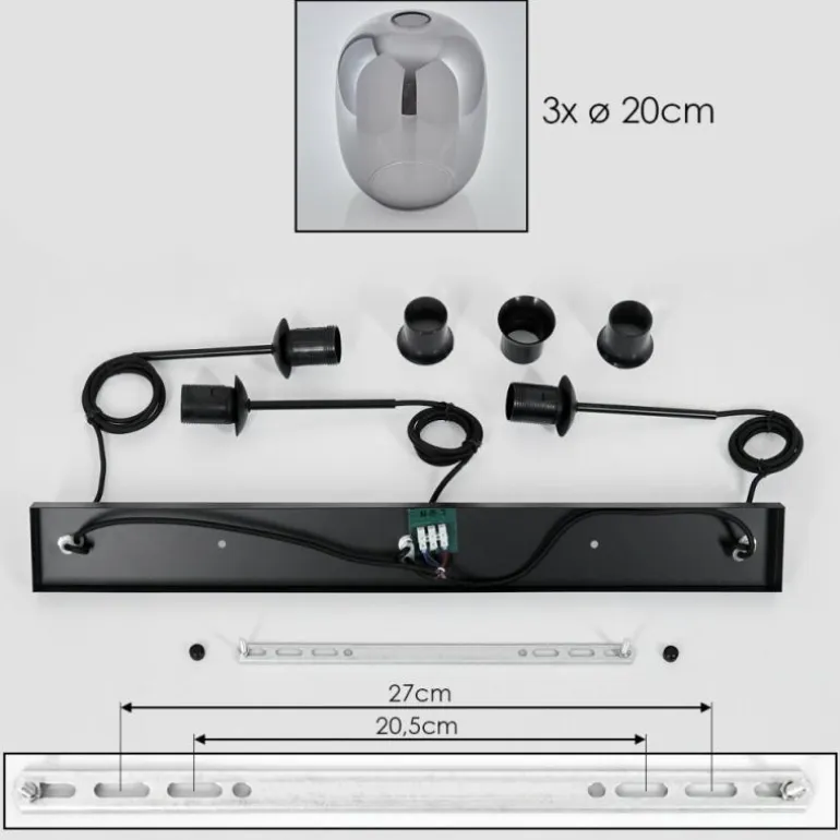 Apedo Suspension Fumé, 3 lumières