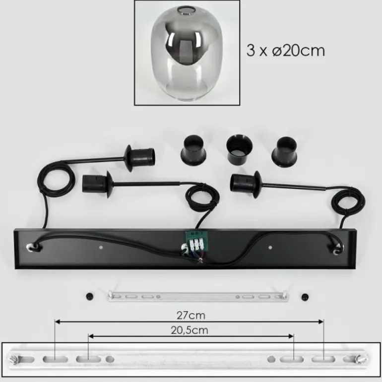 Apedo Suspension, Suspension Clair, Fumé, 3 lumières