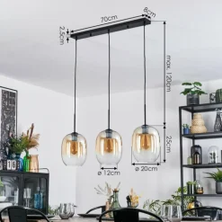 Apedo Suspension, Suspension Ambre, Clair, 3 lumières