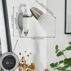 Applique murale Chapod Nickel mat, 1 lumière