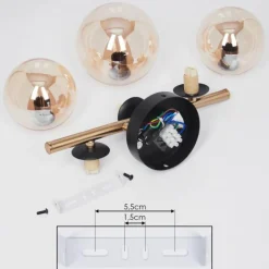 Applique murale Chehalis LED Laiton, Noir, 3 lumières
