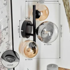 Applique murale - Verre Chehalis Ambre, Clair, Fumé, 3 lumières