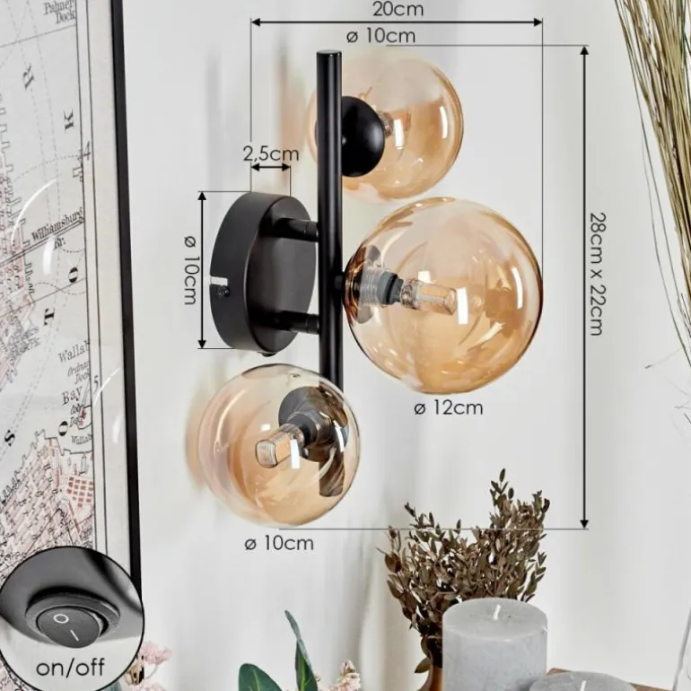 Applique murale - Verre Chehalis Ambre, 3 lumières
