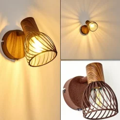 Applique murale Arjen Bois foncé, Rouille, 1 lumière