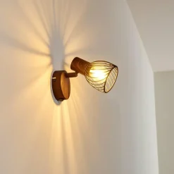 Applique murale Arjen Bois foncé, Rouille, 1 lumière