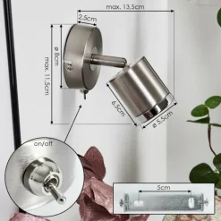 Applique murale Autilla LED Nickel mat, 1 lumière