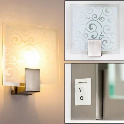 Applique murale carrée Acier inoxydable, Blanc, 1 lumière