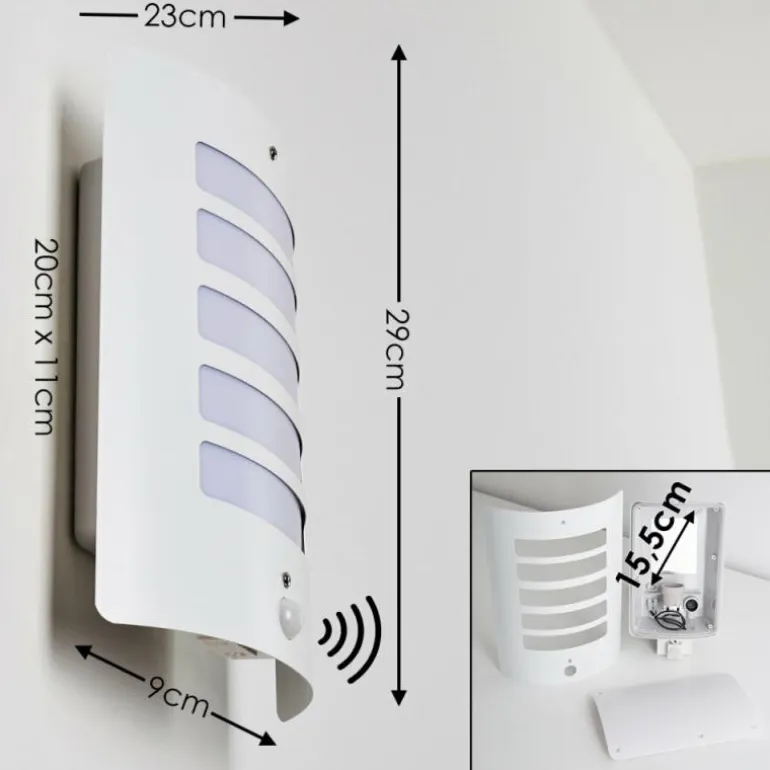 Applique murale d'extérieur Alslev Blanc, 1 lumière, Détecteur de mouvement