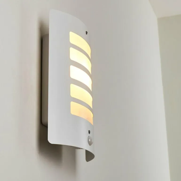 Applique murale d'extérieur Alslev Blanc, 1 lumière, Détecteur de mouvement