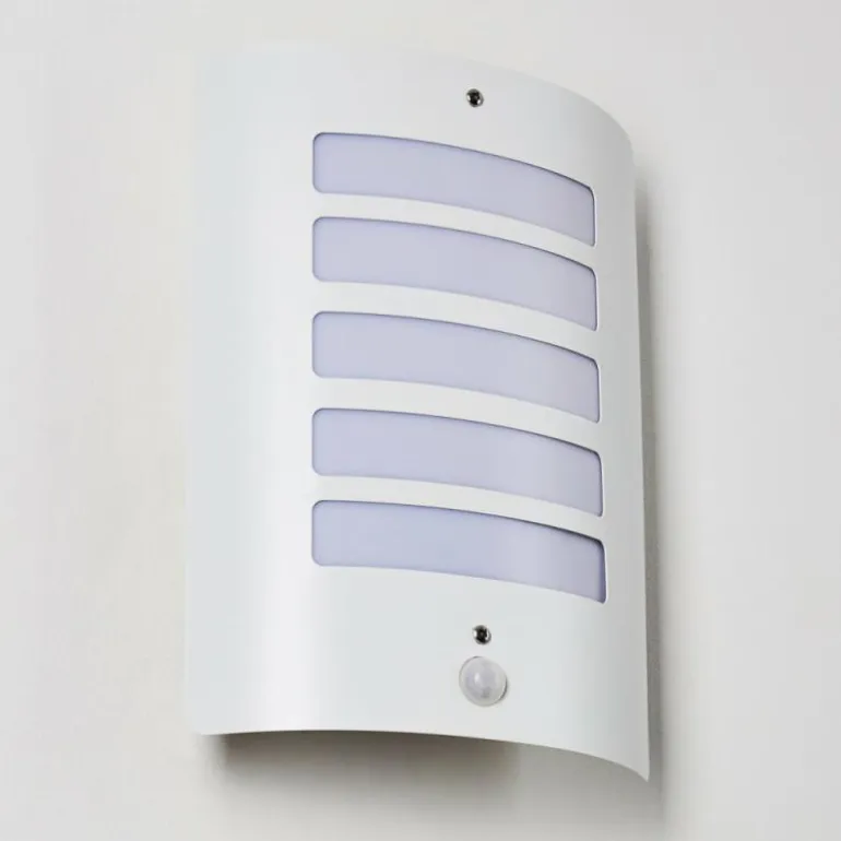 Applique murale d'extérieur Alslev Blanc, 1 lumière, Détecteur de mouvement