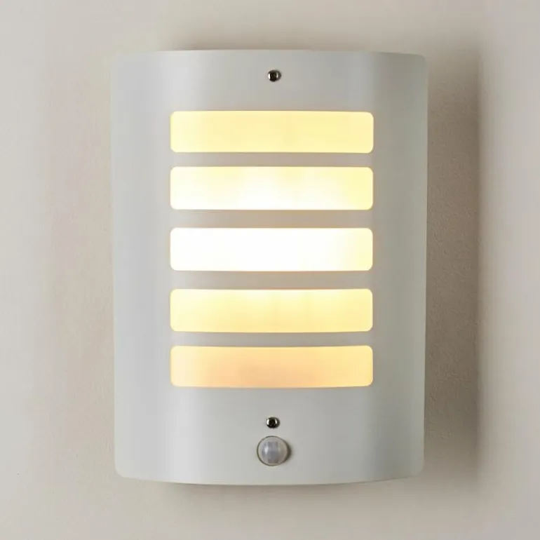Applique murale d'extérieur Alslev Blanc, 1 lumière, Détecteur de mouvement