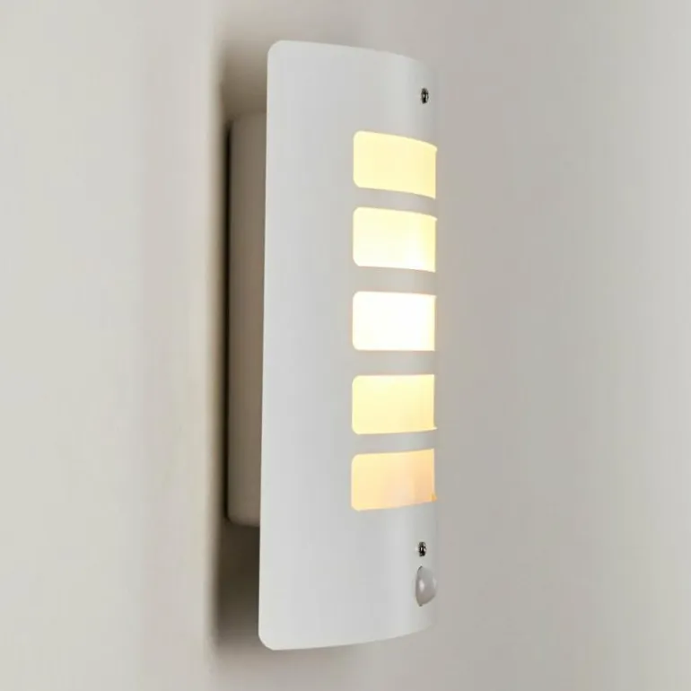 Applique murale d'extérieur Alslev Blanc, 1 lumière, Détecteur de mouvement