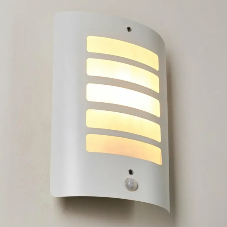 Applique murale d'extérieur Alslev Blanc, 1 lumière, Détecteur de mouvement