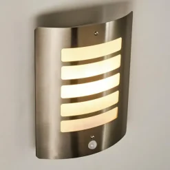 Applique murale d'extérieur Alslev Acier inoxydable, 1 lumière, Détecteur de mouvement