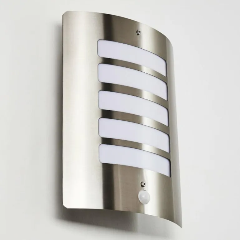 Applique murale d'extérieur Alslev Acier inoxydable, 1 lumière, Détecteur de mouvement