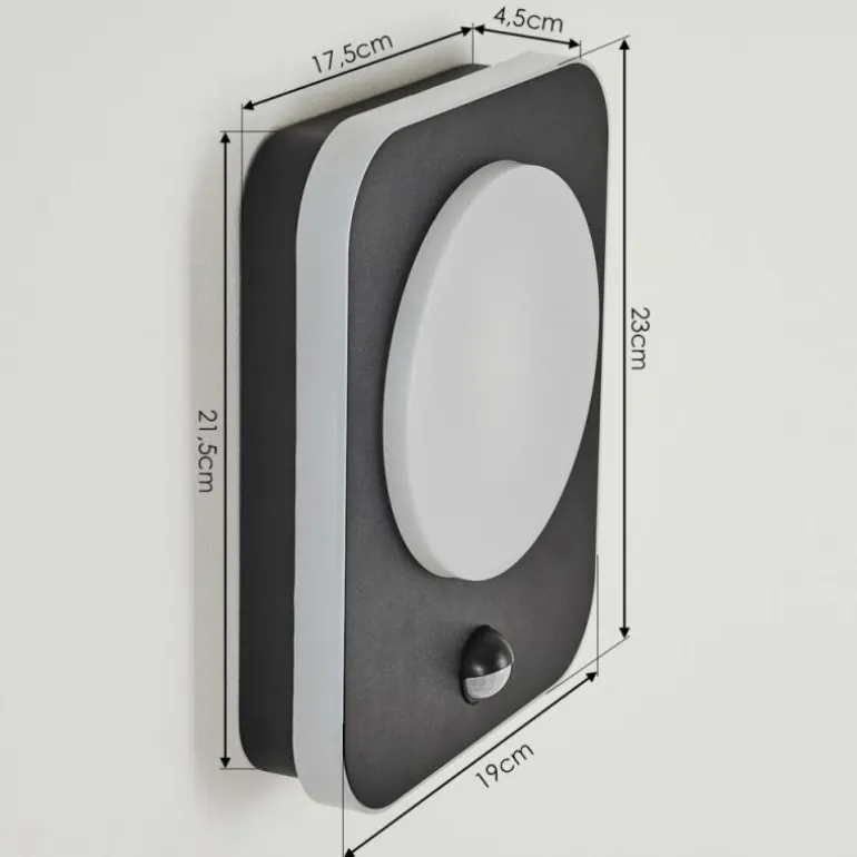 Applique murale d'extérieur Haga LED Noir, 1 lumière, Détecteur de mouvement