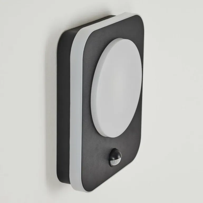 Applique murale d'extérieur Haga LED Noir, 1 lumière, Détecteur de mouvement