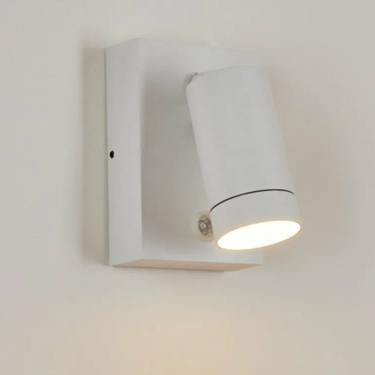 Applique murale d'extérieur Hakamken Blanc, 1 lumière, Détecteur de mouvement