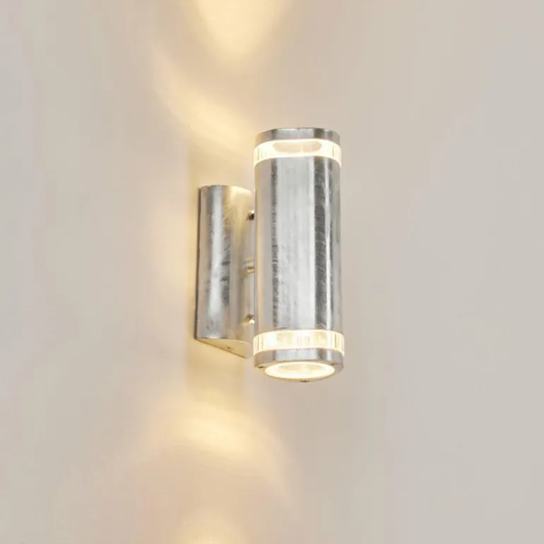 Applique murale d'extérieur Amyton Acier inoxydable, Transparent, Zingué, 2 lumières