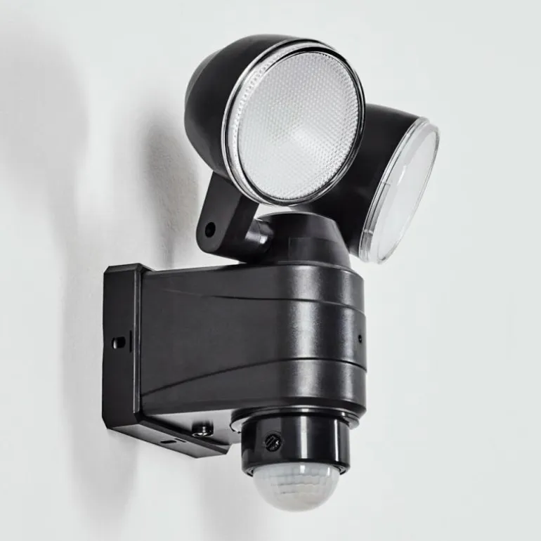 Applique murale d'extérieur Anyarhwi LED Noir, 2 lumières, Détecteur de mouvement