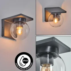 Applique murale d'extérieur Aquin Anthracite, 1 lumière