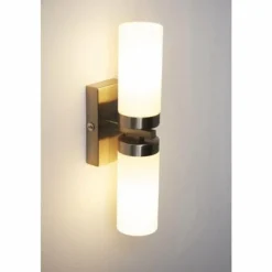 Applique murale Globo SPACE Chrome, Acier inoxydable, Nickel mat, Blanc, 2 lumières