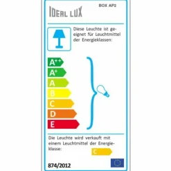 Applique murale Ideallux BOX AP2 Noir, 2 lumières