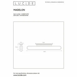 Applique murale Lucide MADELON LED Noir, 1 lumière