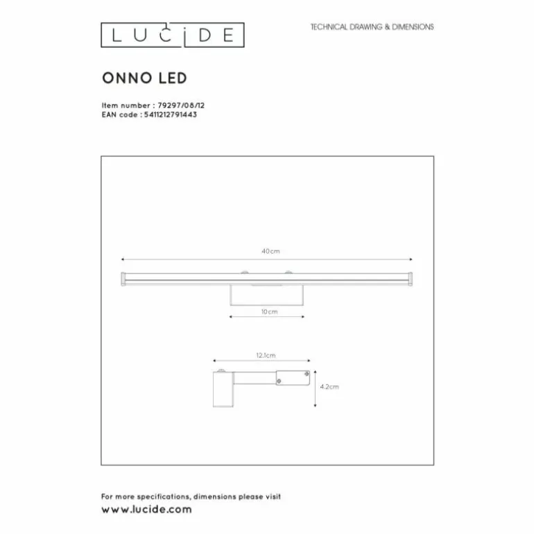 Applique murale Lucide ONNO LED Chrome, 1 lumière