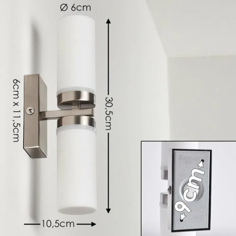 Applique murale Sundborn Acier brossé, 2 lumières