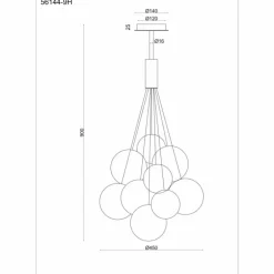Ballgi Suspension Luminaires Globo Lighting Noir, 9 lumières